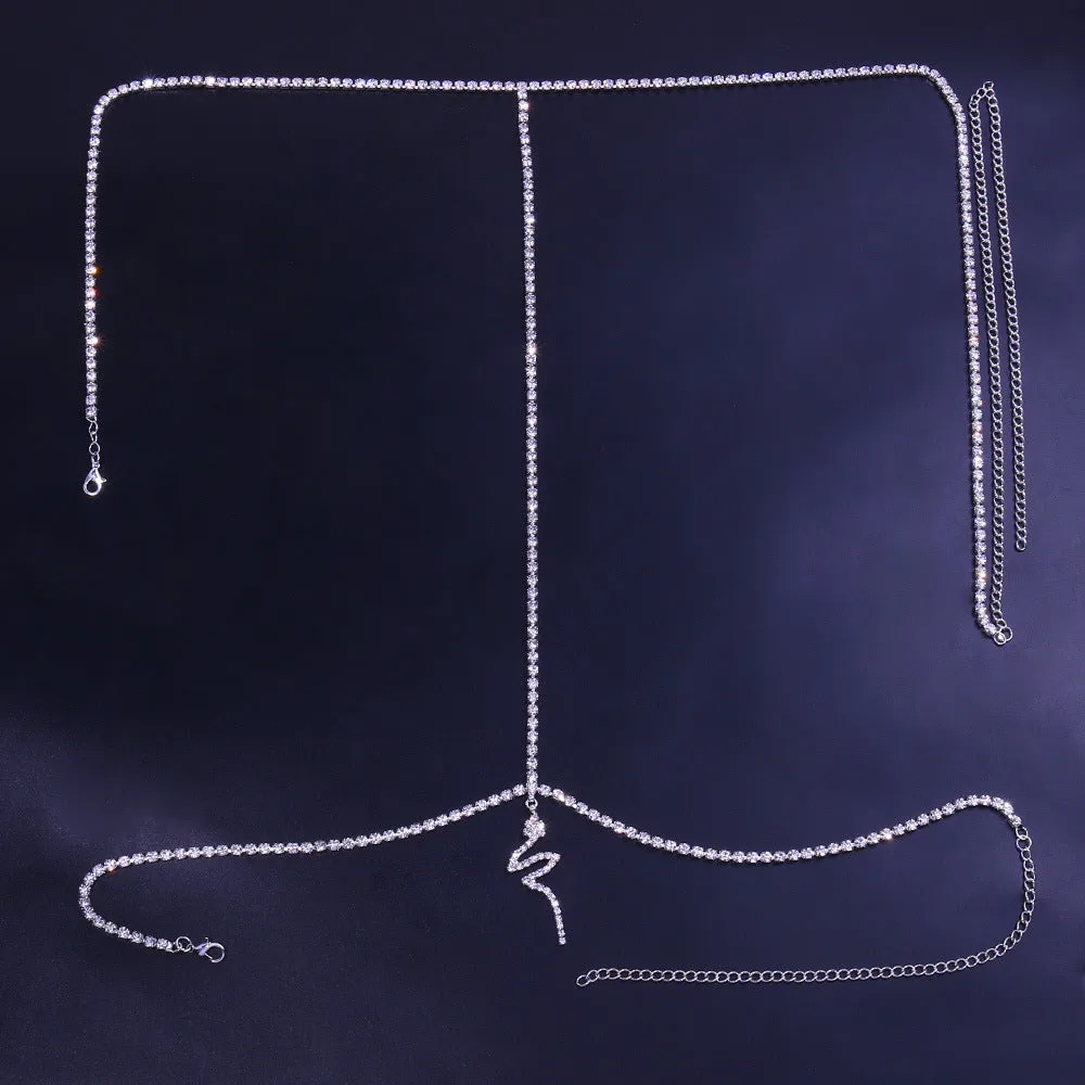 Rhinestone women's anklet with geometric design in gold and silver colour options