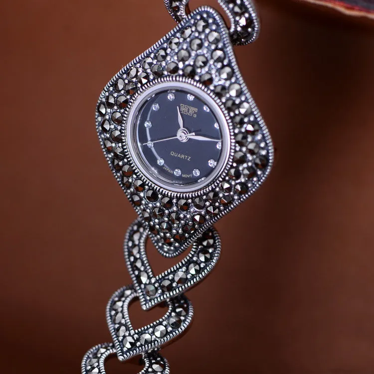 Love Thai Silver heart-shaped diamond processing women's bracelet watch in Photo Colour