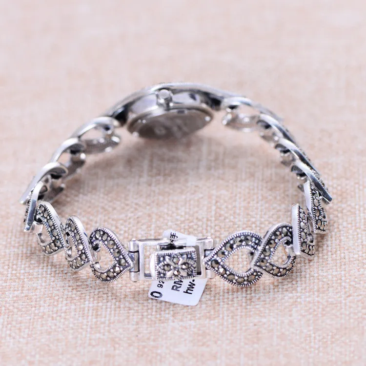 Love Thai Silver heart-shaped diamond processing women's bracelet watch in Photo Colour