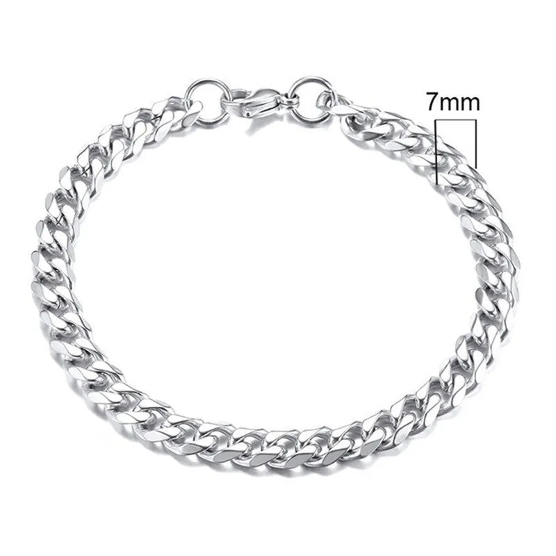 Six-sided geometric Cuban link bracelet in gold, black, or steel colour with multiple width options