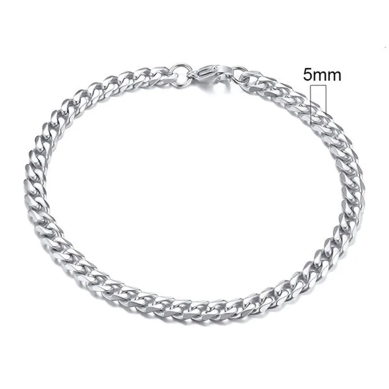 Six-sided geometric Cuban link bracelet in gold, black, or steel colour with multiple width options