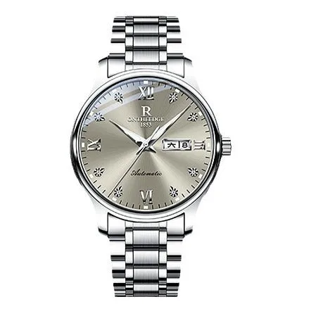 Waterproof luminous business mechanical watch with Swiss movement, stainless steel strap, and mineral glass mirror