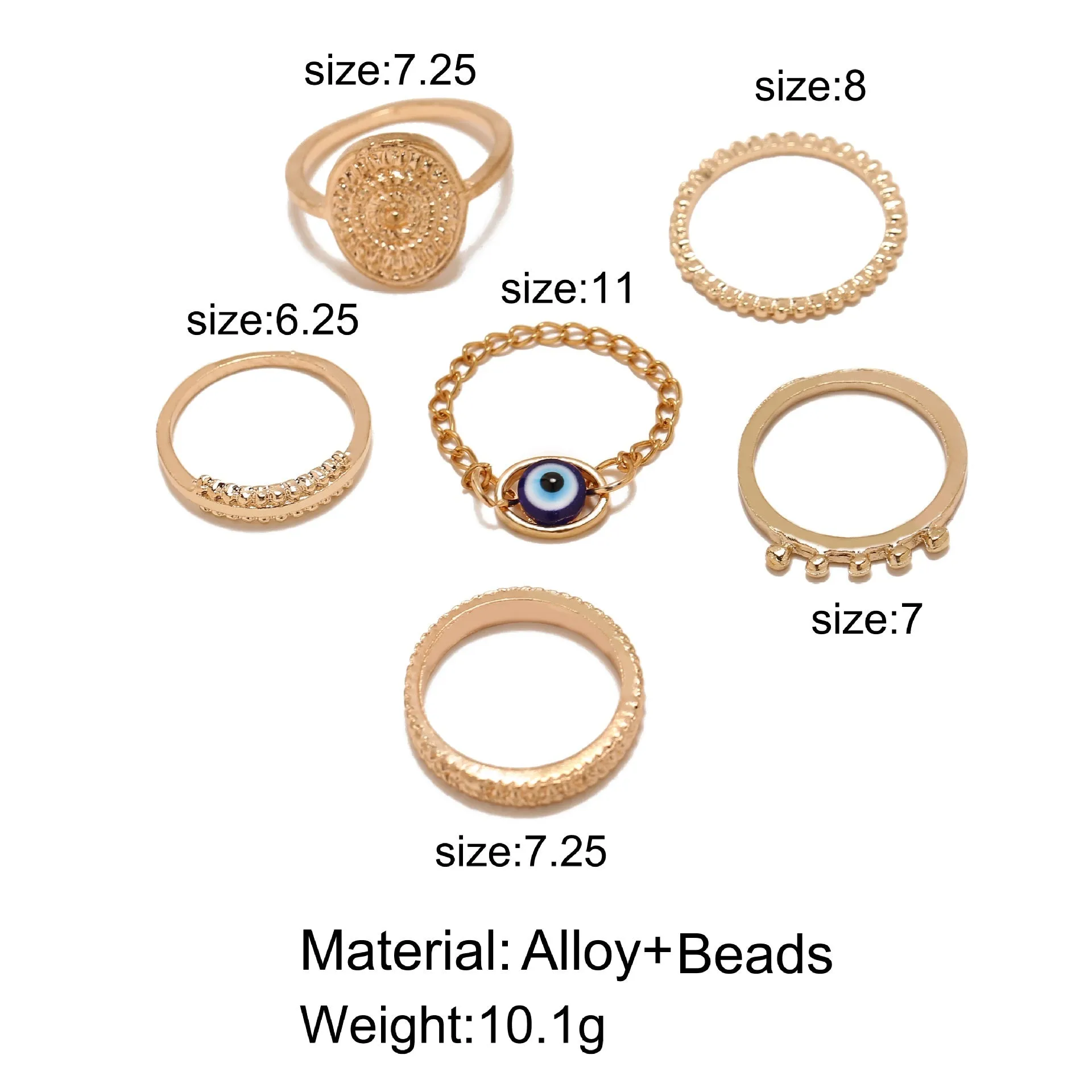 Adjustable alloy joint ring set with open cuff design, one ring in silver-tone finish