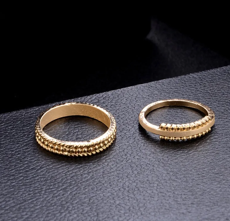 Adjustable alloy joint ring set with open cuff design, one ring in silver-tone finish