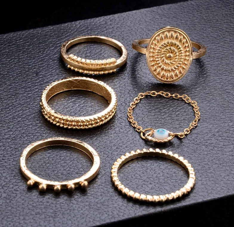 Adjustable alloy joint ring set with open cuff design, one ring in silver-tone finish
