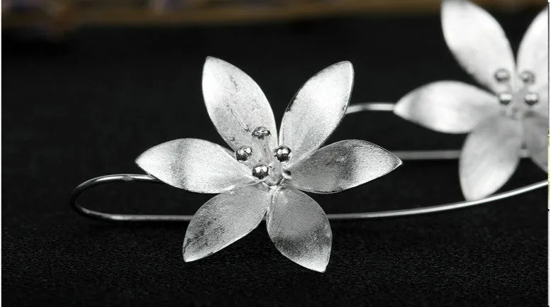 925 sterling silver lotus earrings for women Korean style flower earrings silver colour individually packed
