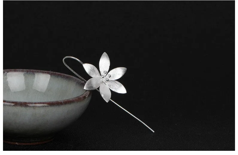 925 sterling silver lotus earrings for women Korean style flower earrings silver colour individually packed