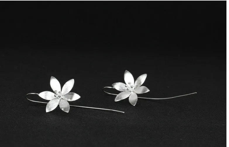 925 sterling silver lotus earrings for women Korean style flower earrings silver colour individually packed