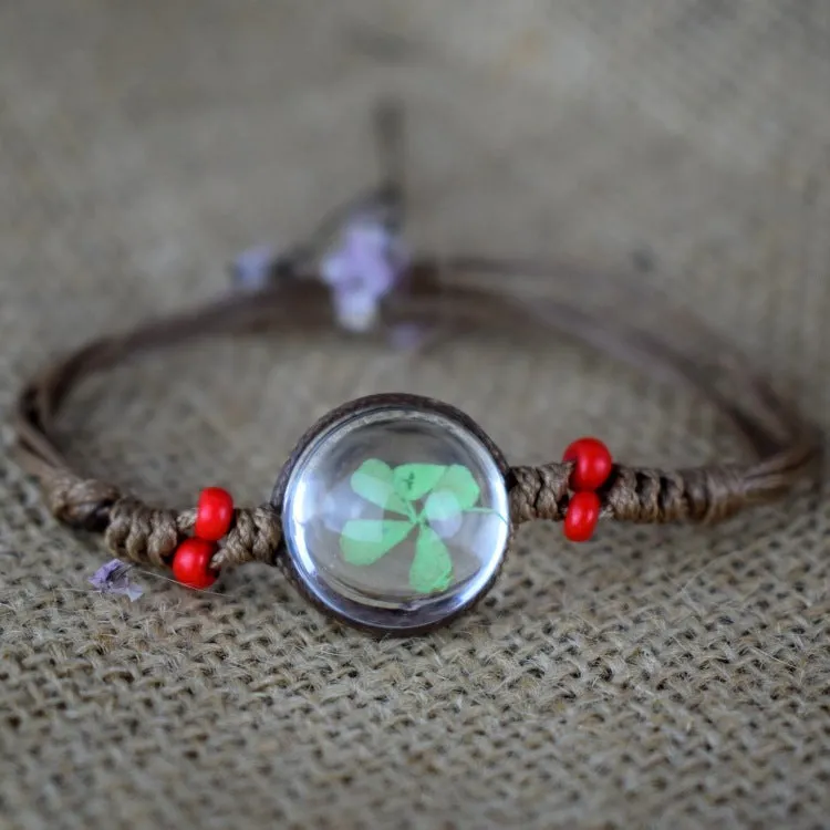 Glass bead starry time gemstone necklace with dried flowers and embossed beads
