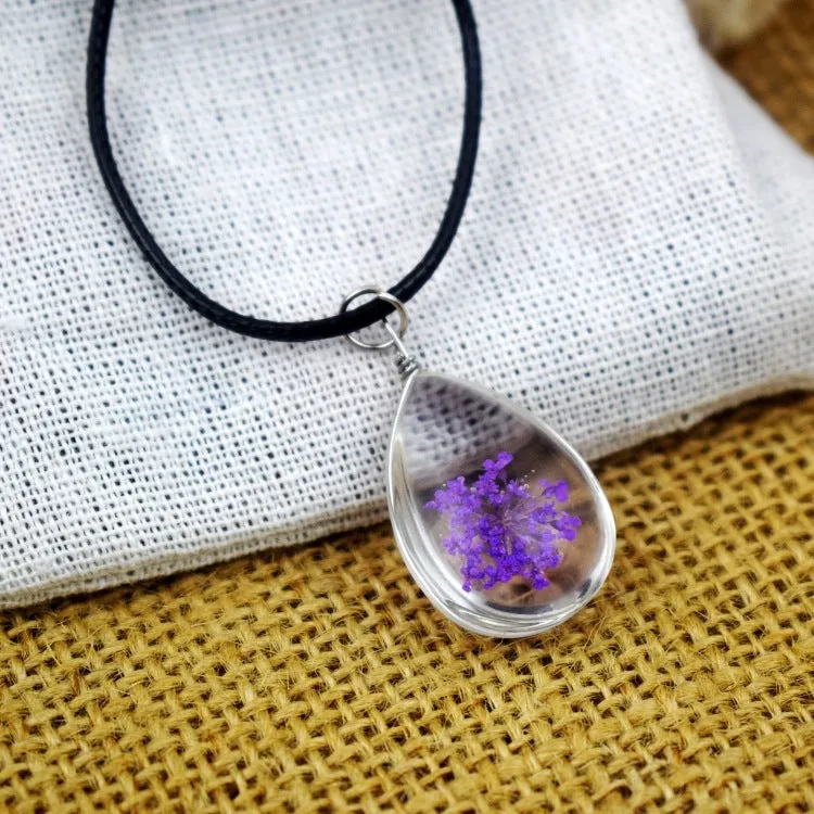 Glass bead starry time gemstone necklace with dried flowers and embossed beads