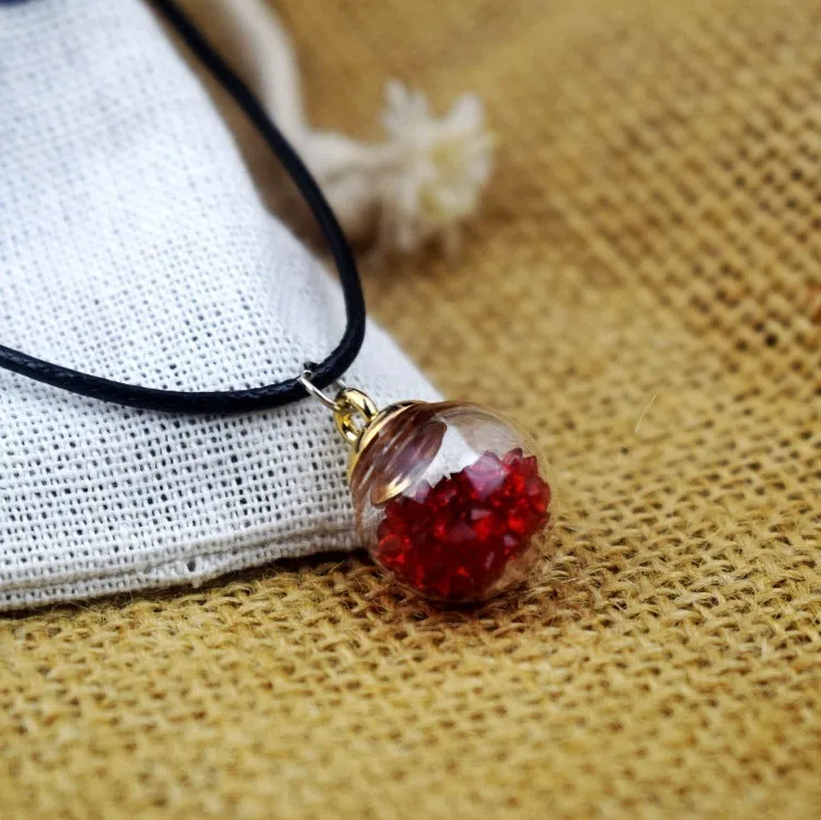 Glass bead starry time gemstone necklace with dried flowers and embossed beads