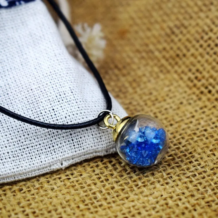 Glass bead starry time gemstone necklace with dried flowers and embossed beads