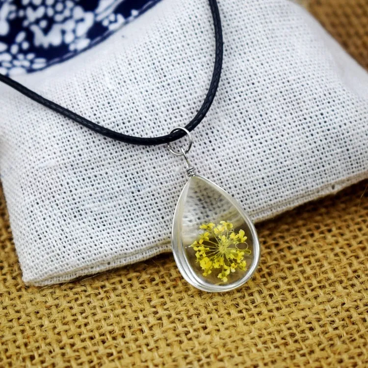 Glass bead starry time gemstone necklace with dried flowers and embossed beads