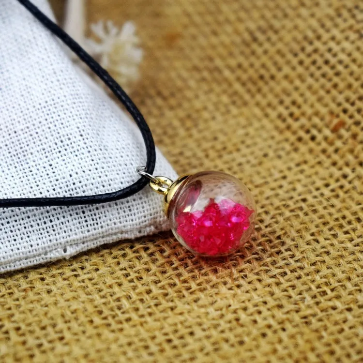 Glass bead starry time gemstone necklace with dried flowers and embossed beads