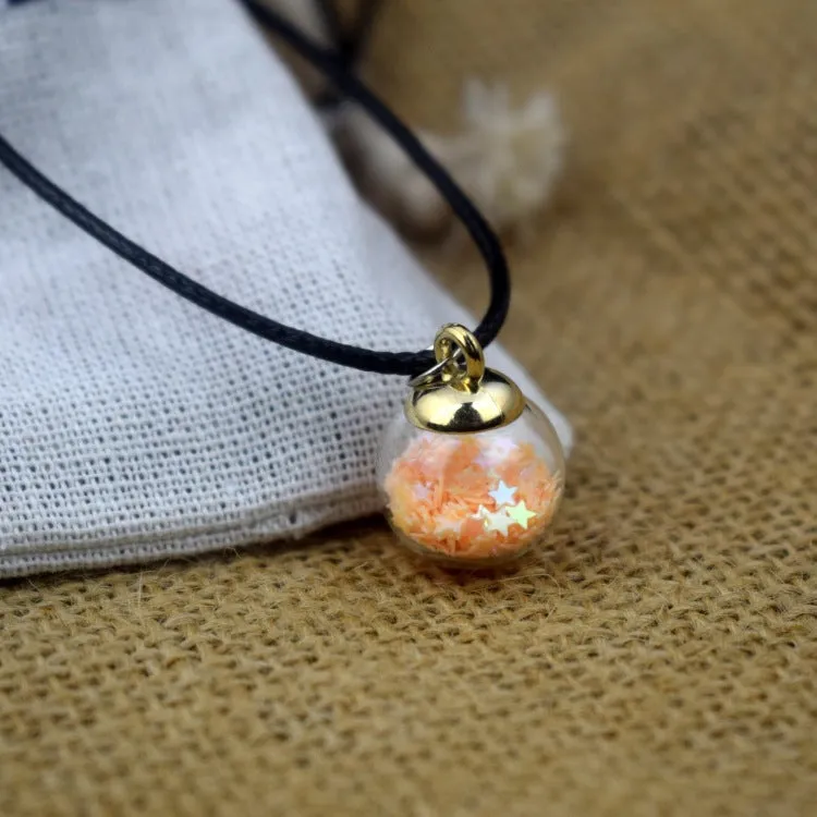 Glass bead starry time gemstone necklace with dried flowers and embossed beads