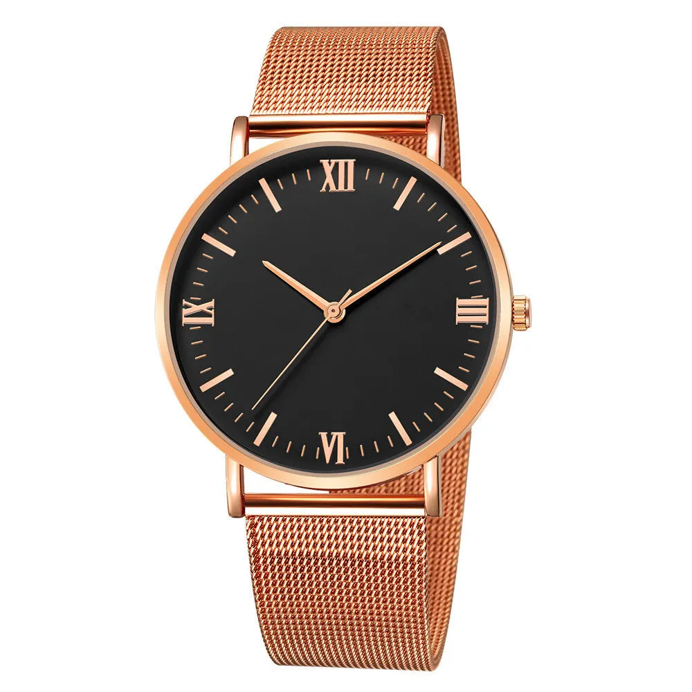 Men's casual quartz watch with round alloy case, mineral glass, pointer and number display, 40mm dial, available in all black