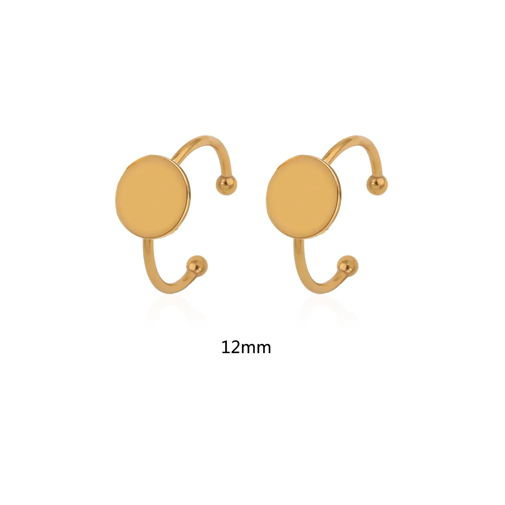Golden electroplated stainless steel DIY ring setting with totem pattern in medium size