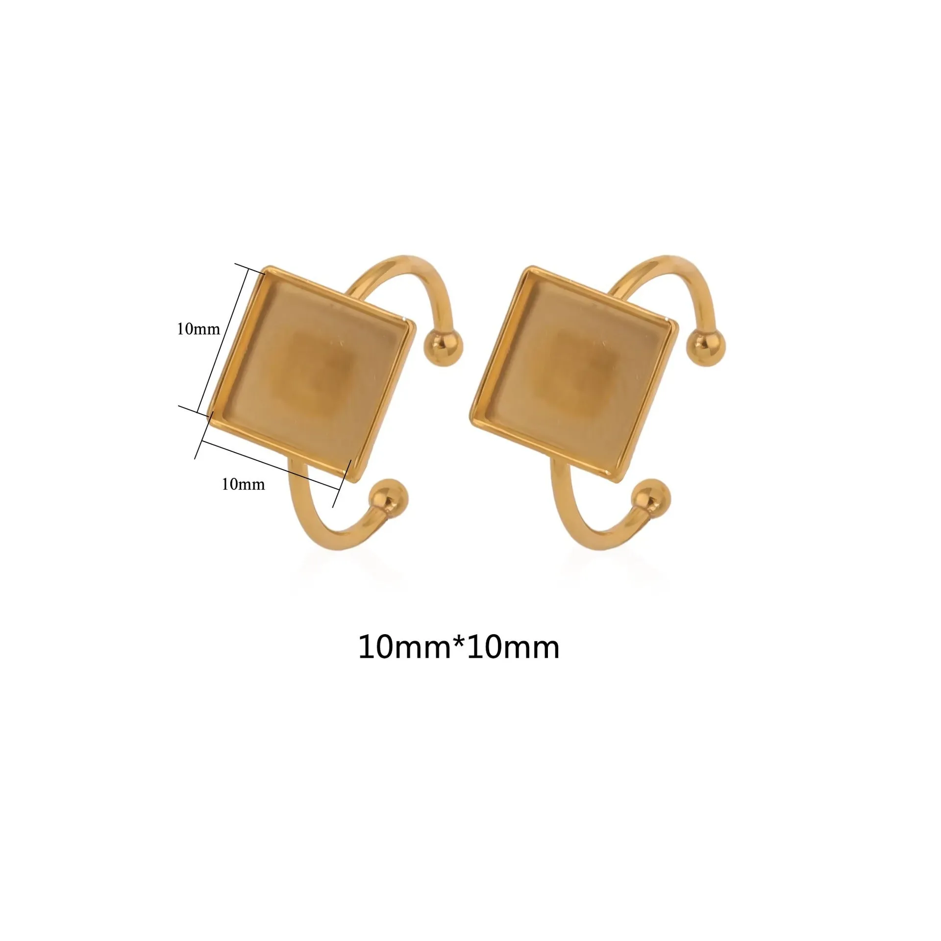 Golden electroplated stainless steel DIY ring setting with totem pattern in medium size