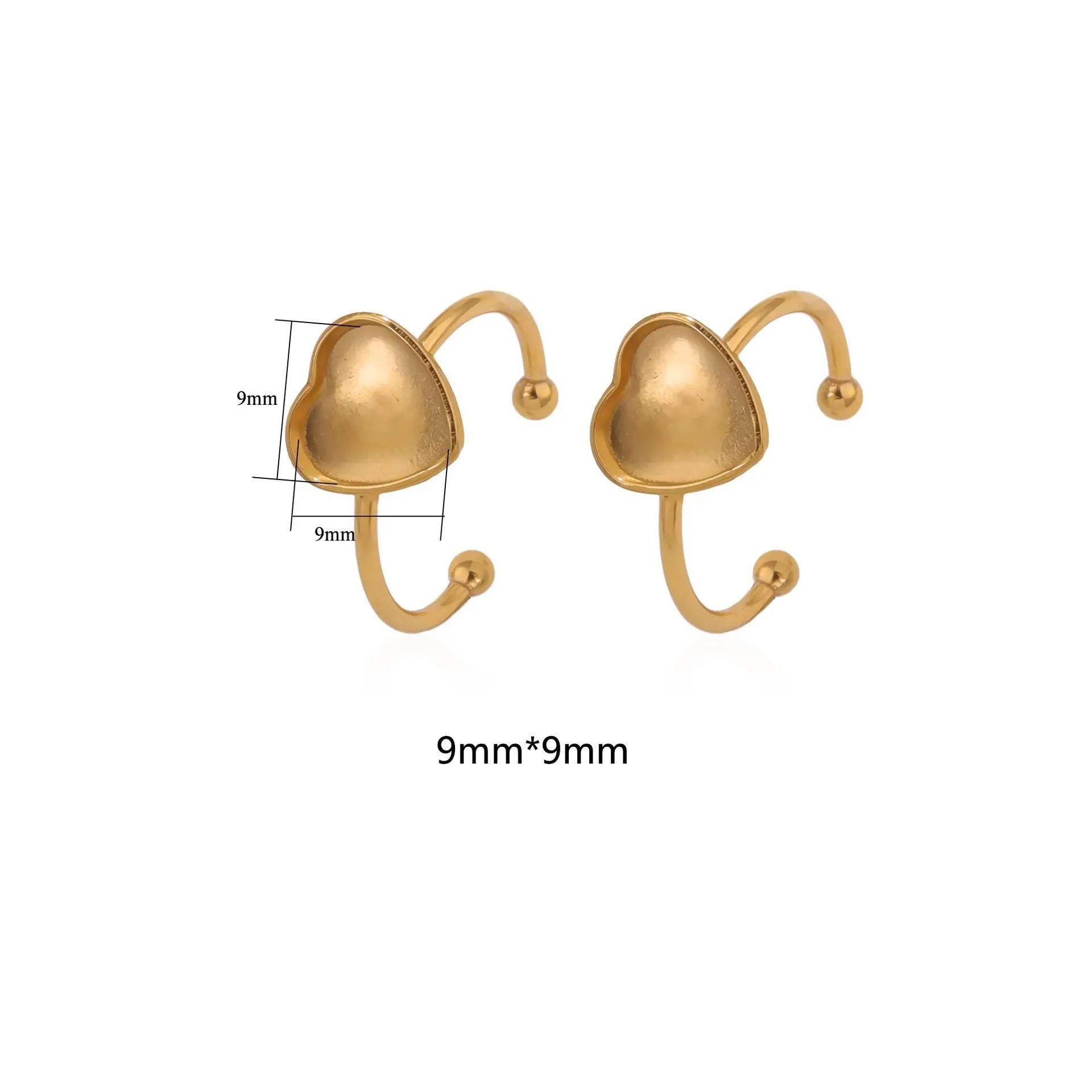 Golden electroplated stainless steel DIY ring setting with totem pattern in medium size