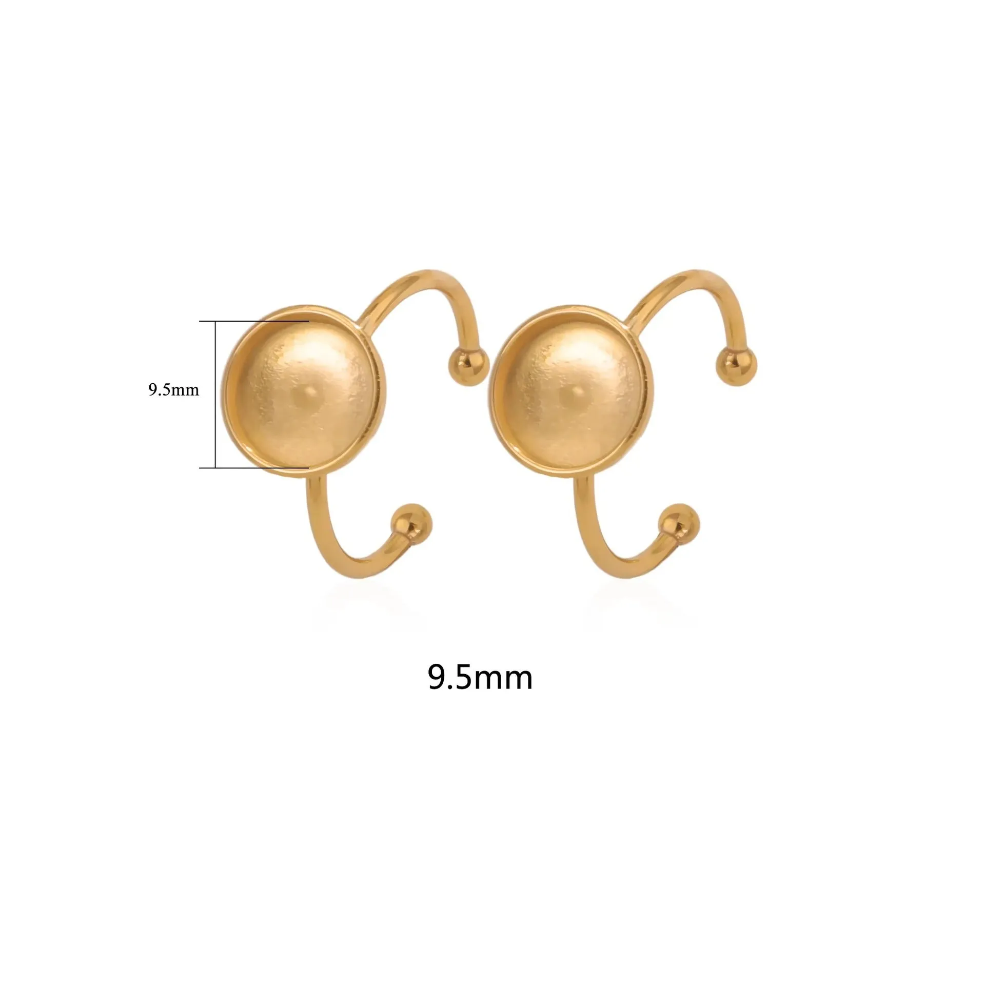 Golden electroplated stainless steel DIY ring setting with totem pattern in medium size