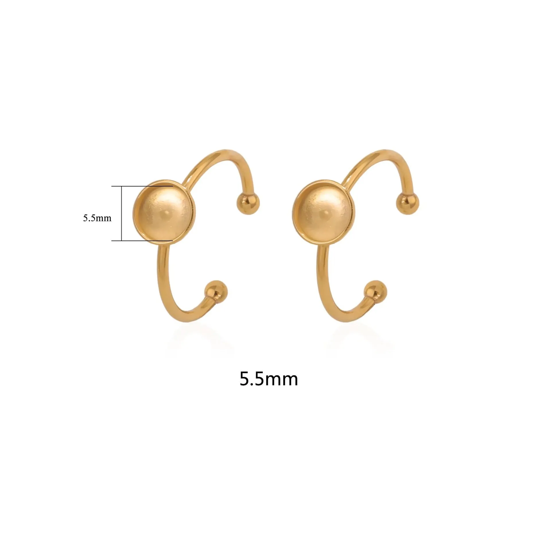 Golden electroplated stainless steel DIY ring setting with totem pattern in medium size