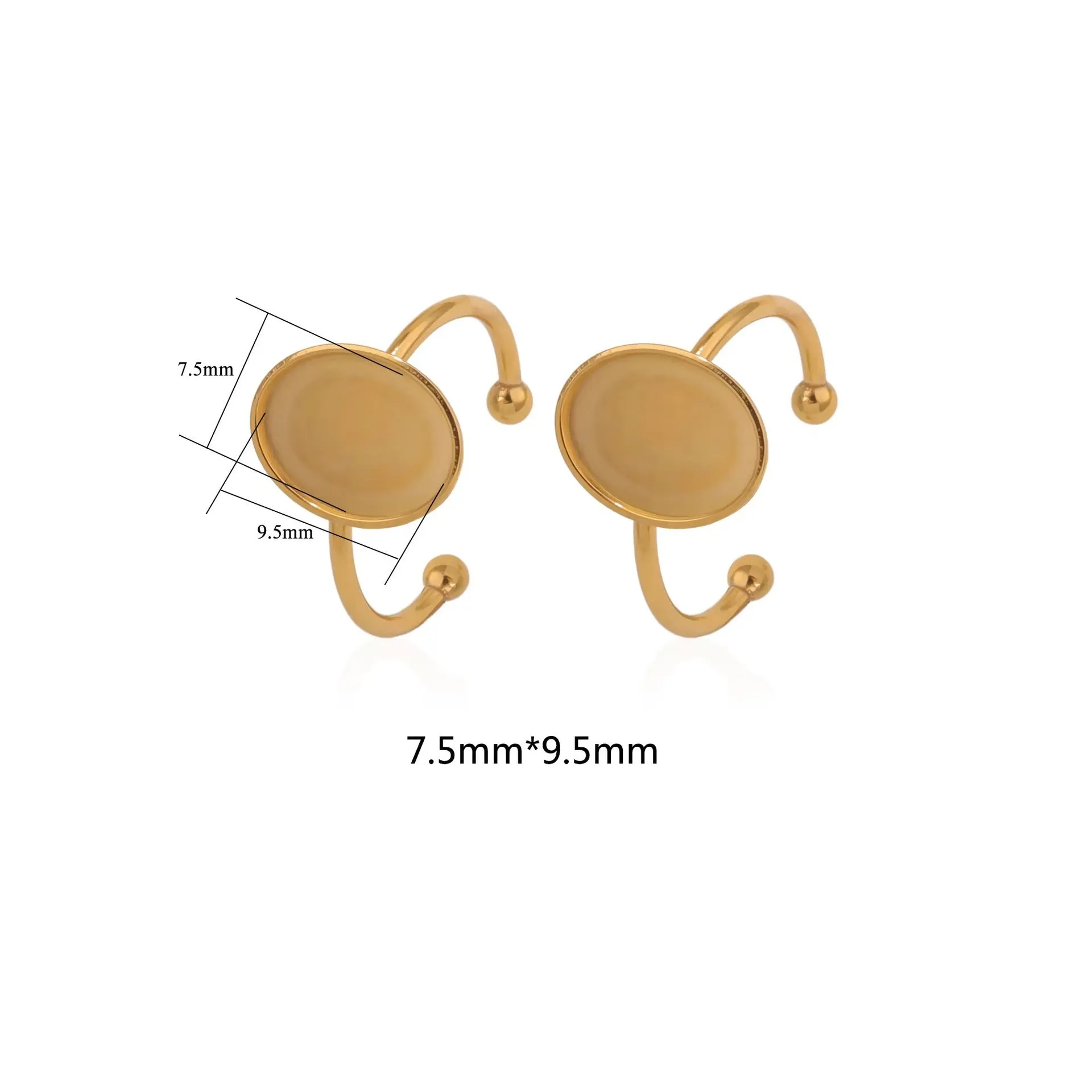 Golden electroplated stainless steel DIY ring setting with totem pattern in medium size