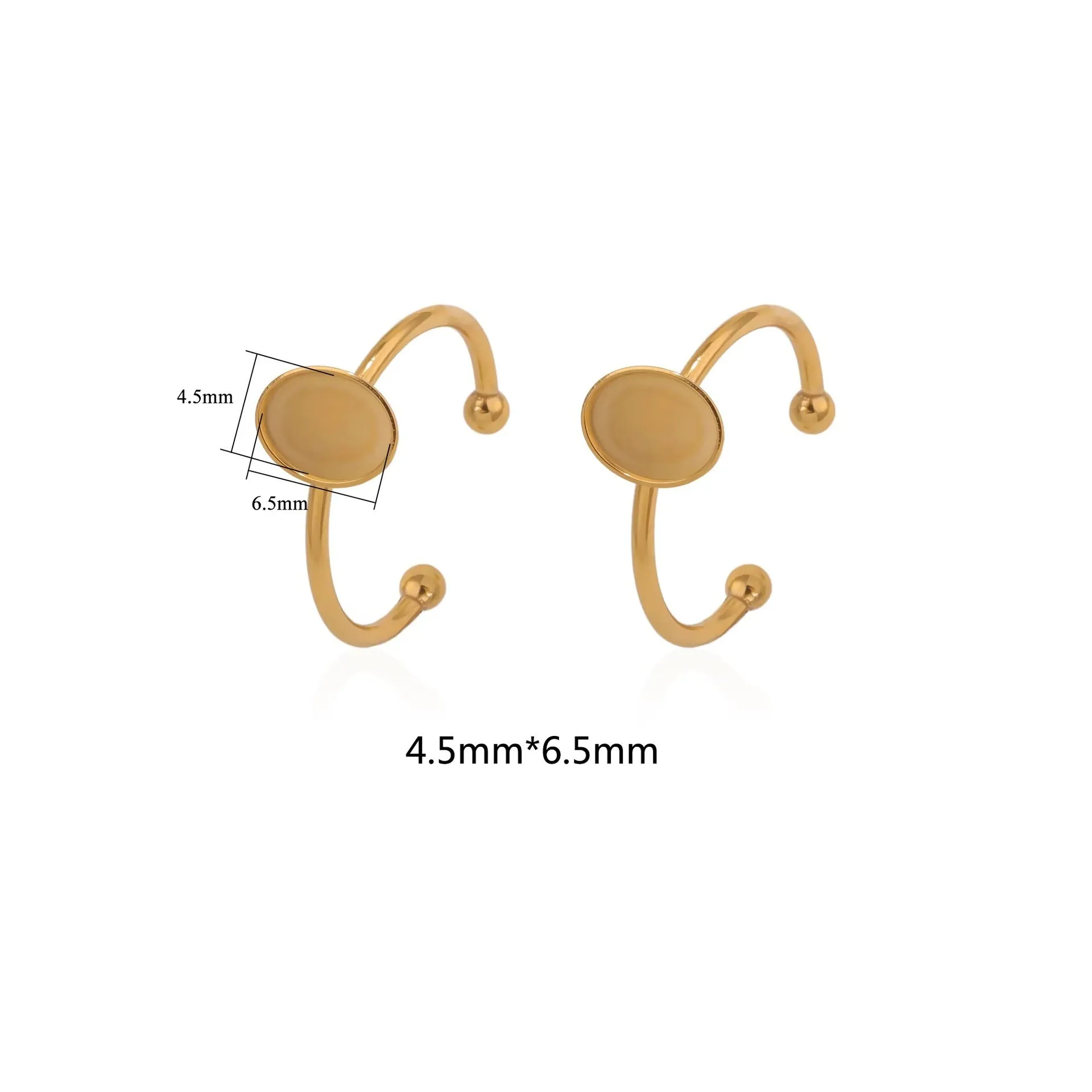 Golden electroplated stainless steel DIY ring setting with totem pattern in medium size
