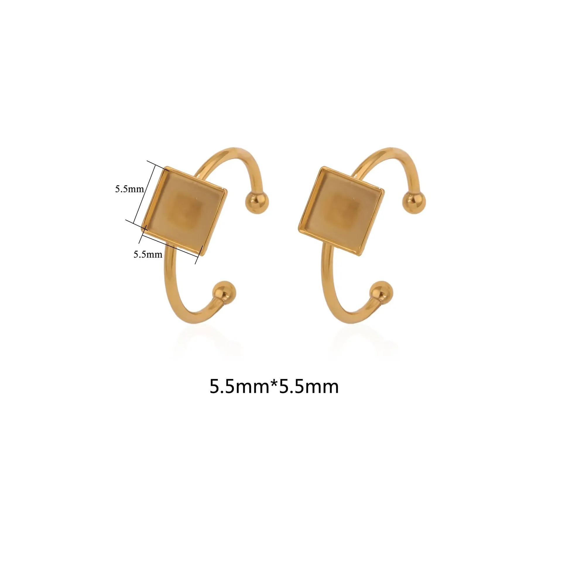 Golden electroplated stainless steel DIY ring setting with totem pattern in medium size