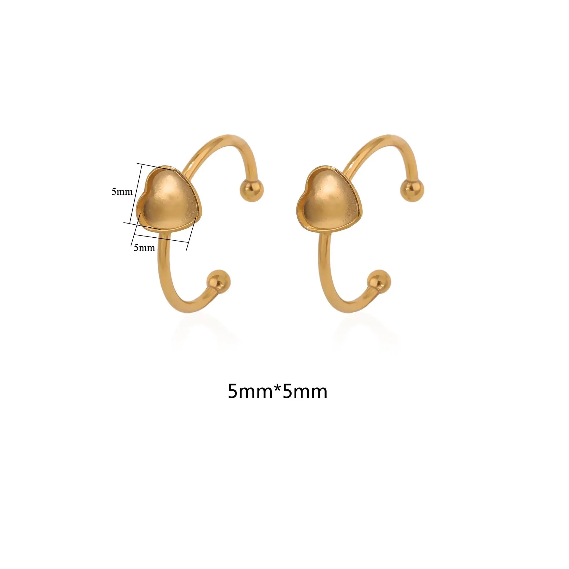 Golden electroplated stainless steel DIY ring setting with totem pattern in medium size