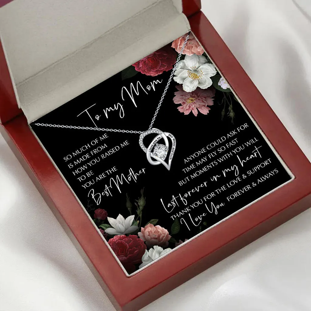 Rosewood lamp box gift set with hollow heart-shaped zircon pendant necklace on copper white gold plated chain