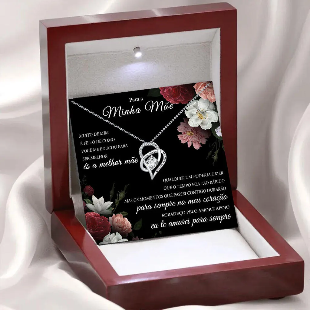 Rosewood lamp box gift set with hollow heart-shaped zircon pendant necklace on copper white gold plated chain
