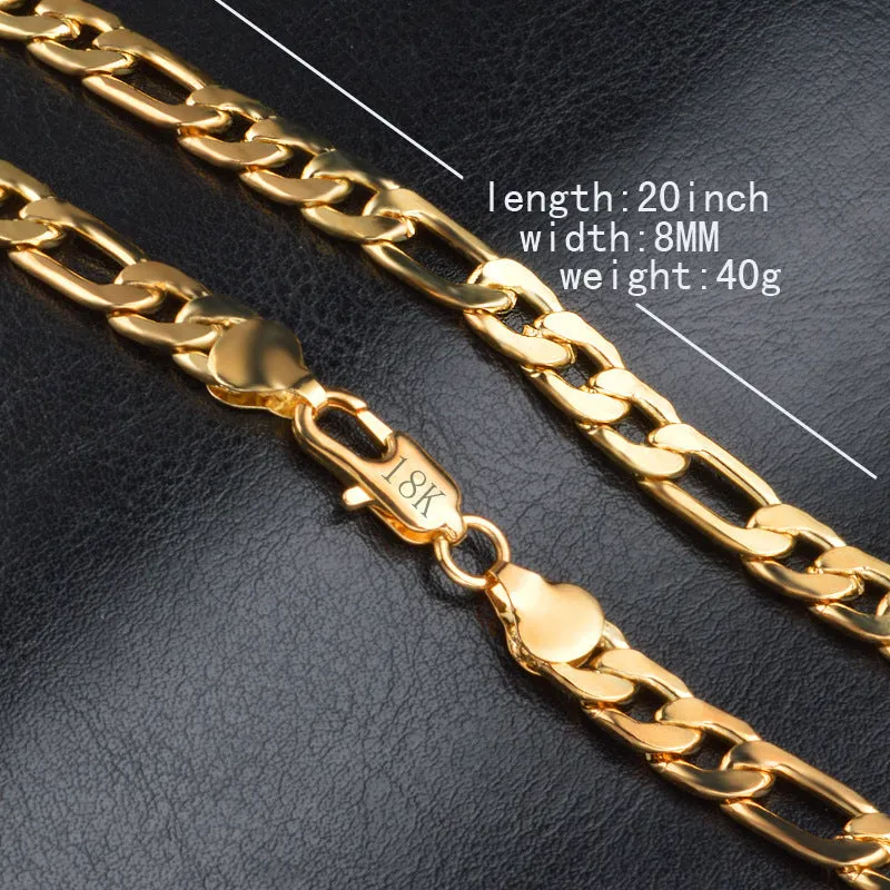 8mm solid silver curb link necklace with 18k gold finish on white background