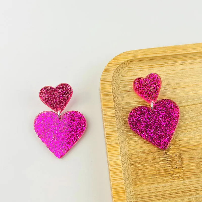 Acrylic geometric love earrings for women in picture colour, lightweight fashion jewellery