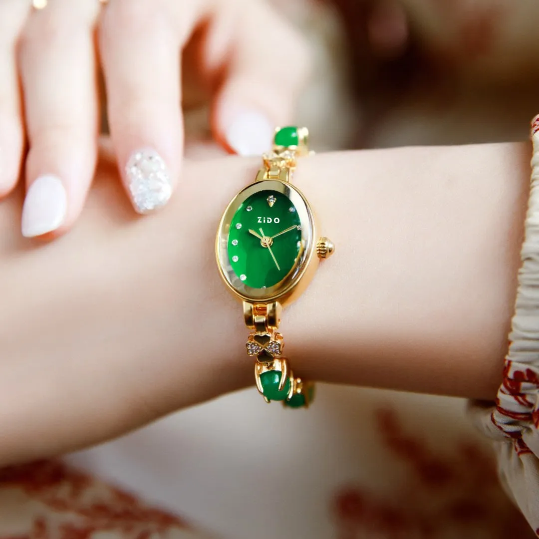 Women's quartz wrist watch with diamond accents, slim 8mm case, available in multiple colours