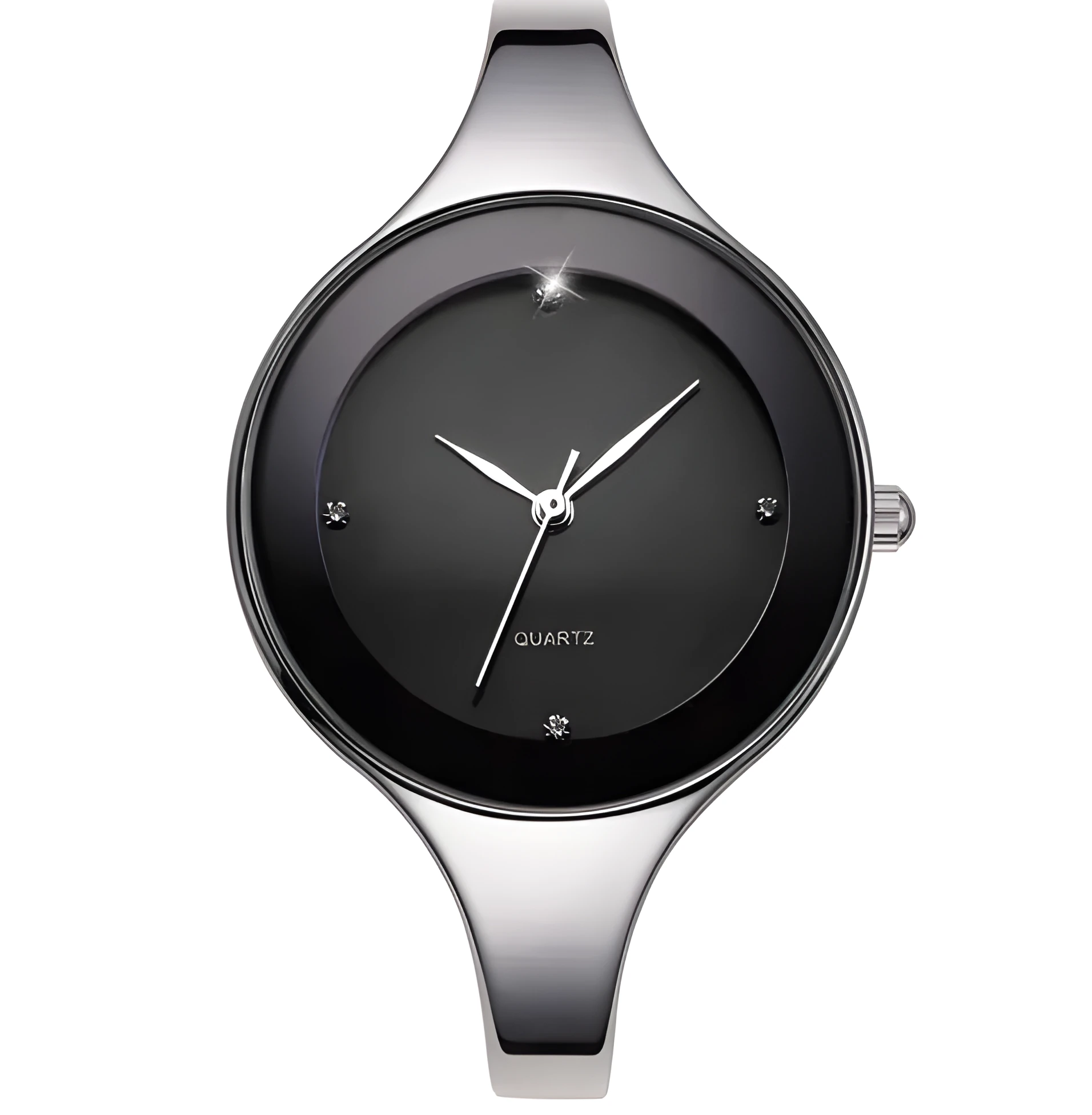 GEEKTHINK women's round bracelet watch with white dial, 38mm alloy case, mineral glass mirror, pointer display