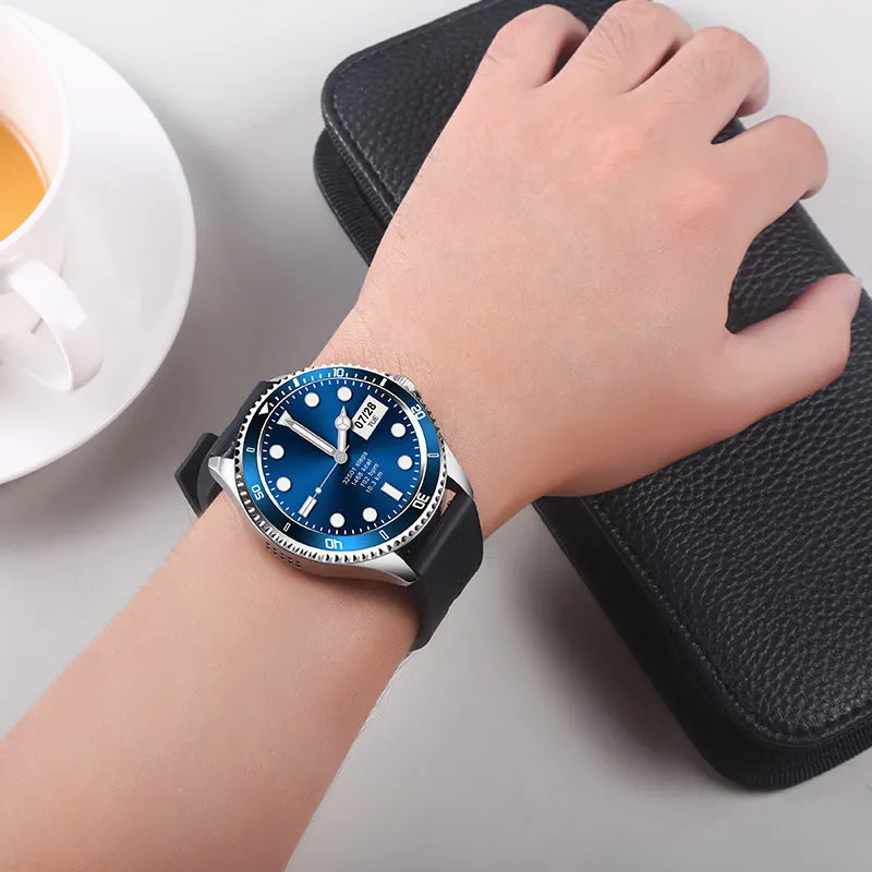 Z69 multifunctional reminder bracelet with blue silicone strap and 1.3-inch OLED touch screen showing step count