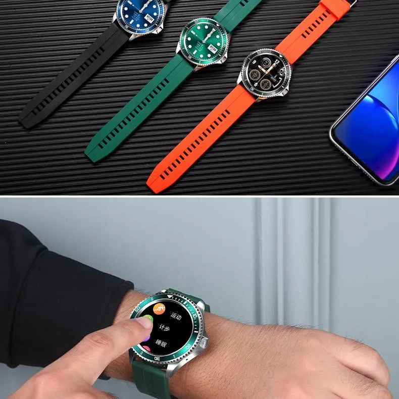 Z69 multifunctional reminder bracelet with blue silicone strap and 1.3-inch OLED touch screen showing step count