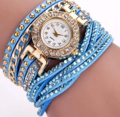 Fashion ladies twist braided quartz watch with 28mm dial and screw crown