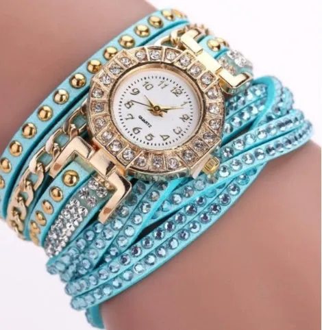 Fashion ladies twist braided quartz watch with 28mm dial and screw crown