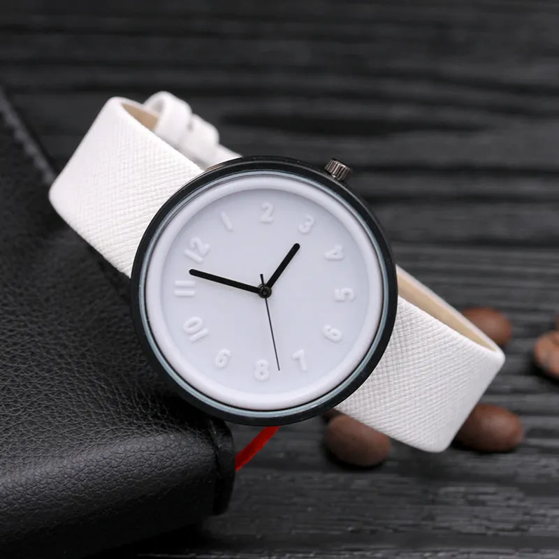 Creative ladies quartz watch with alloy dial and PU leather strap, white colour option, on display