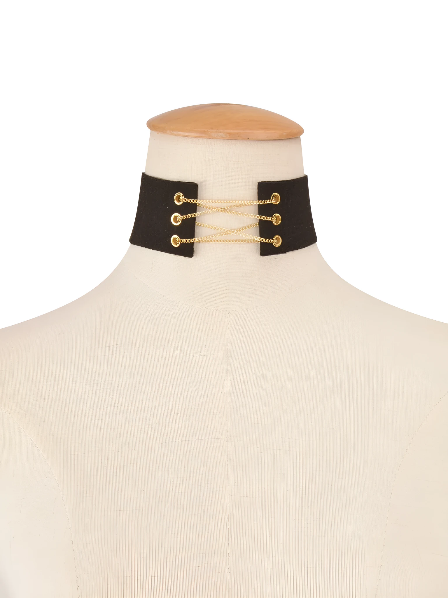 Flannel alloy necklace with geometric pendant and Korean velvet chain in black