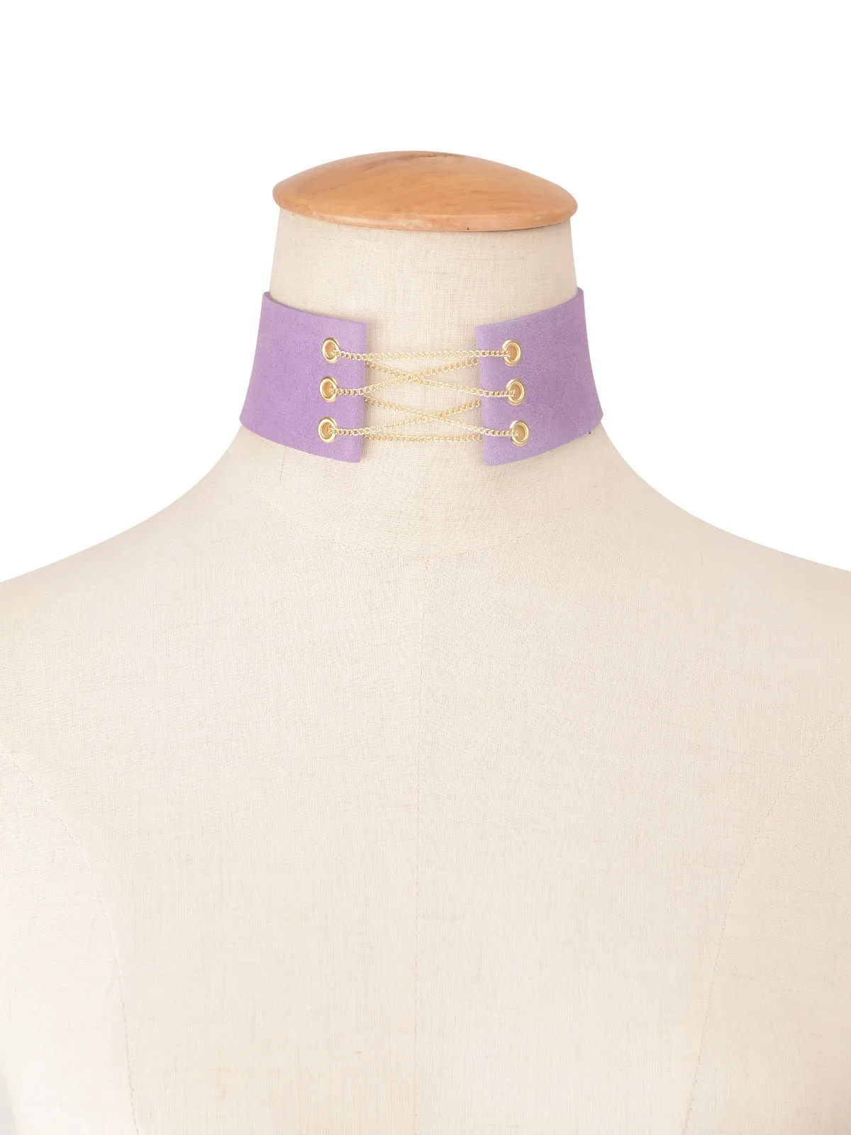 Flannel alloy necklace with geometric pendant and Korean velvet chain in black