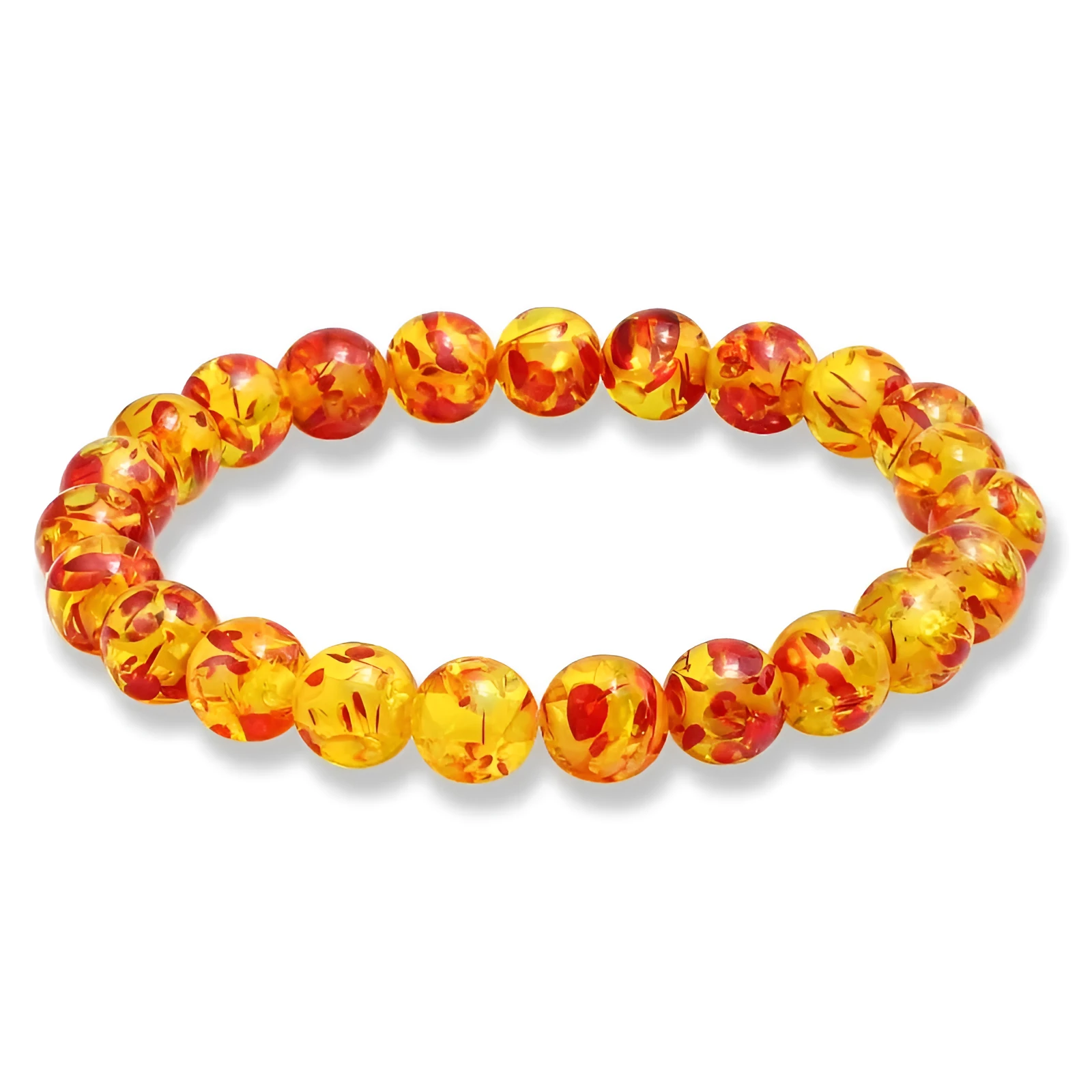 Natural crystal bracelet with 10mm clear beads on 19cm circumference elastic cord