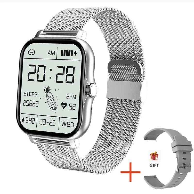 Custom dial smart watch with Bluetooth calling, 1.69inch IPS screen, zinc alloy frame, silicone strap, multiple colours