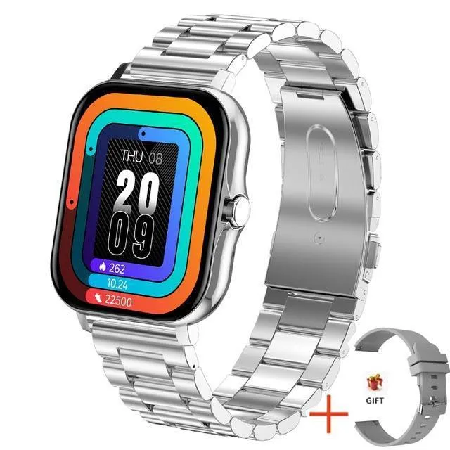 Custom dial smart watch with Bluetooth calling, 1.69inch IPS screen, zinc alloy frame, silicone strap, multiple colours