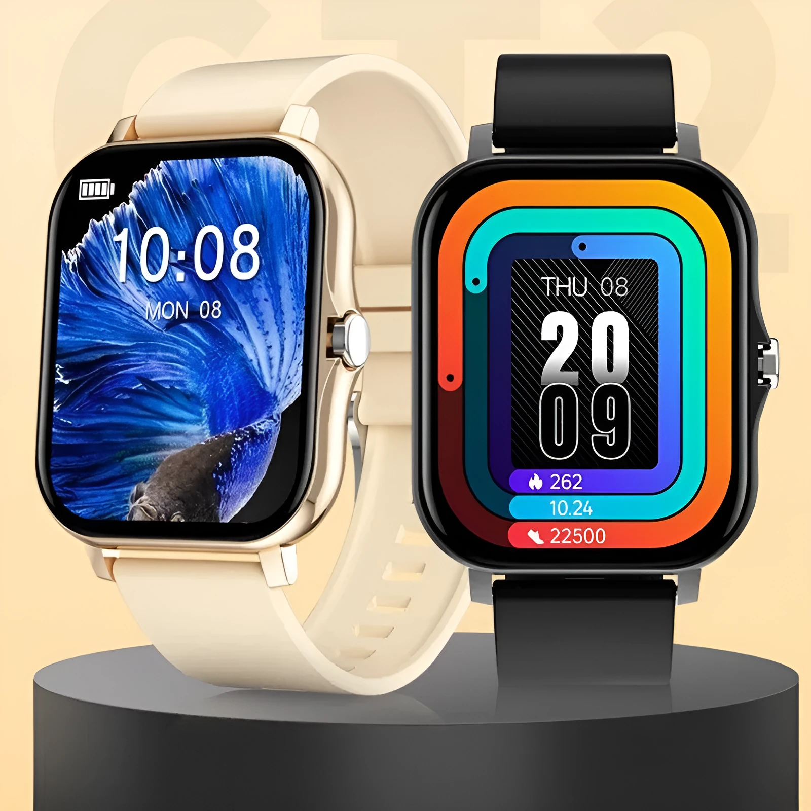 Custom dial smart watch with Bluetooth calling, 1.69inch IPS screen, zinc alloy frame, silicone strap, multiple colours