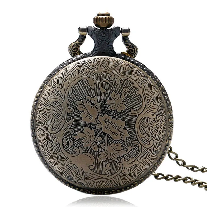 Bronze US Coast Guard 1790 pocket watch with chain, quartz movement, 4.8cm diameter