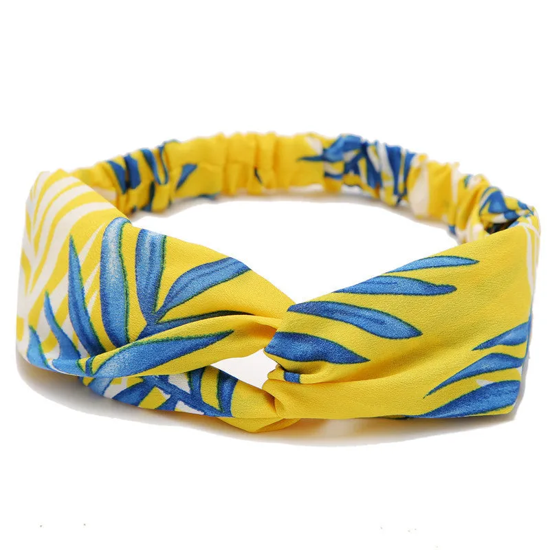 Women's polka dot printed bohemian cloth hair band with flower shape, checker pattern, available in multiple colours