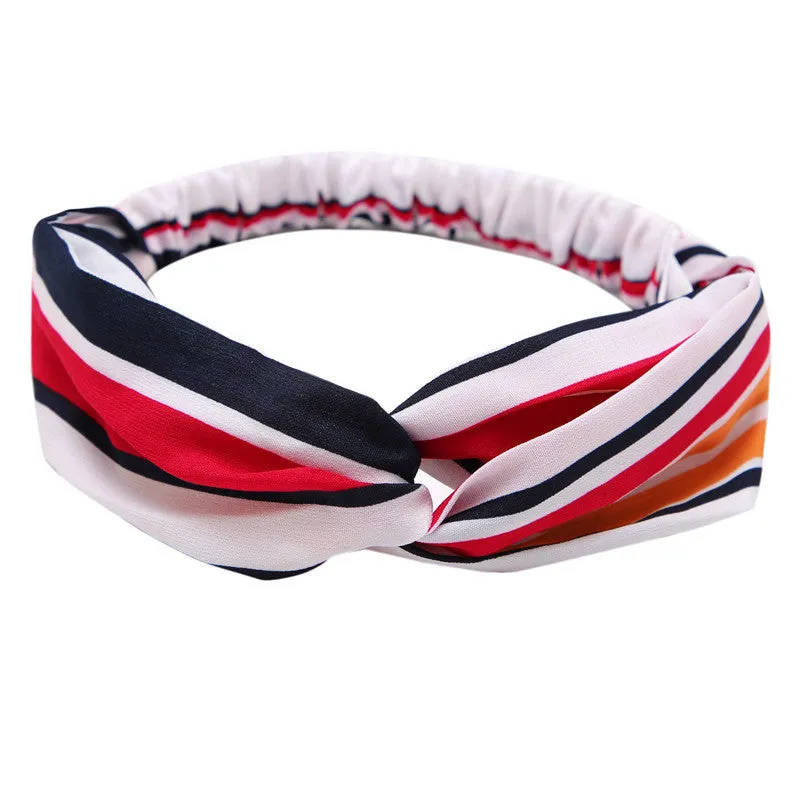 Women's polka dot printed bohemian cloth hair band with flower shape, checker pattern, available in multiple colours
