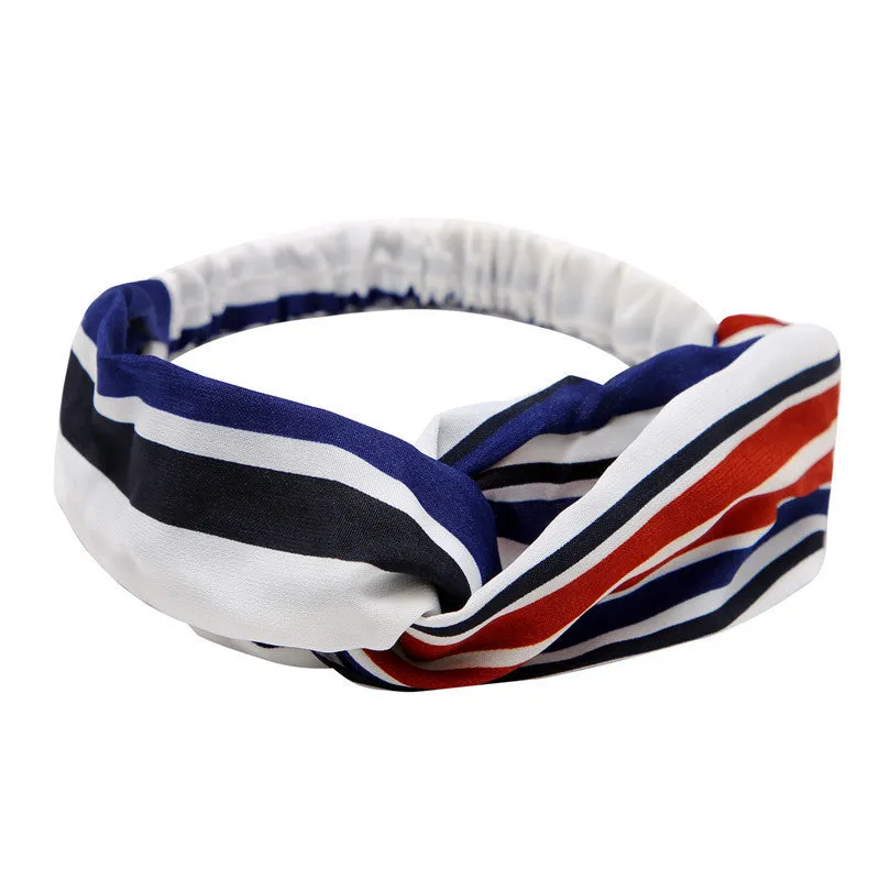 Women's polka dot printed bohemian cloth hair band with flower shape, checker pattern, available in multiple colours